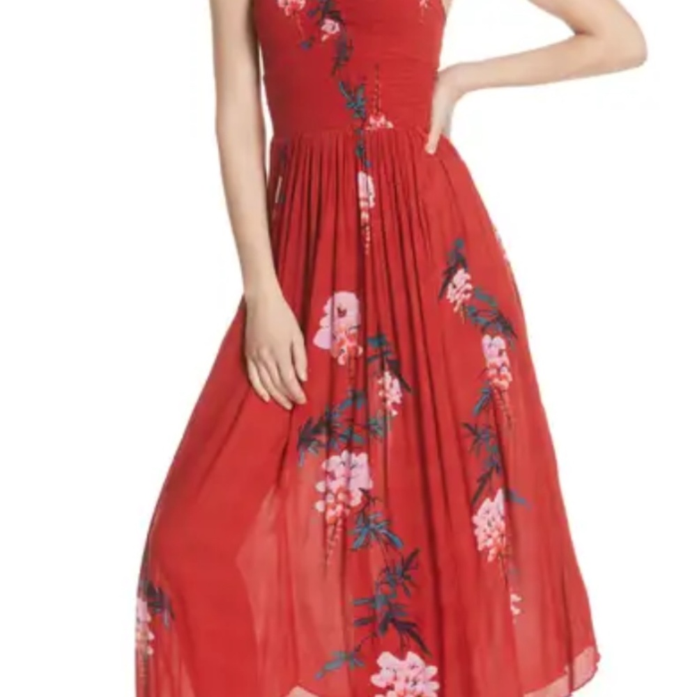 Free People Red Floral Maxi Dress